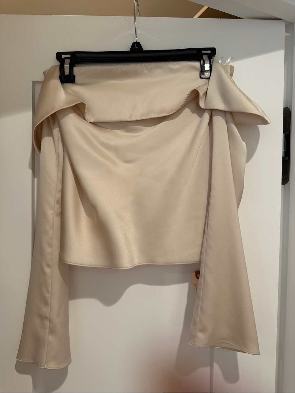 Reformation Cream Satin Off-Shoulder Blouse NWT Sample